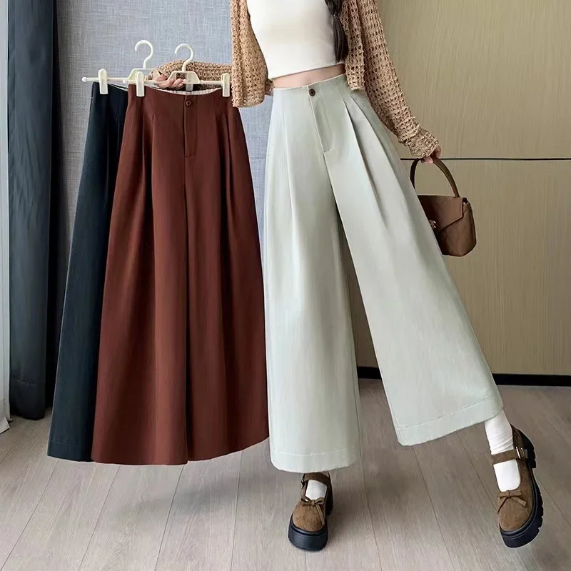 

Высококачественные женские брюки до щиколотки, модные повседневные брюки с высокой талией и широкими штанинами, женские уличные брюки ZT324