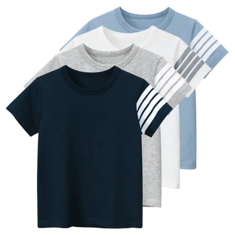 2024 Summer Clothes Children\'s T-Shirts Boys Striped Short Seleeve T Shirt Girls Short Sleeve O-Neck Cotton Top Kids Outfit