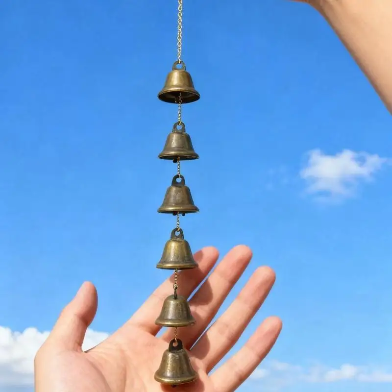Latest Classic Rustic Iron Bell Handmade Metal Wind Chime - With Decorative Chain, Suitable For Courtyards, Gardens, And Walls