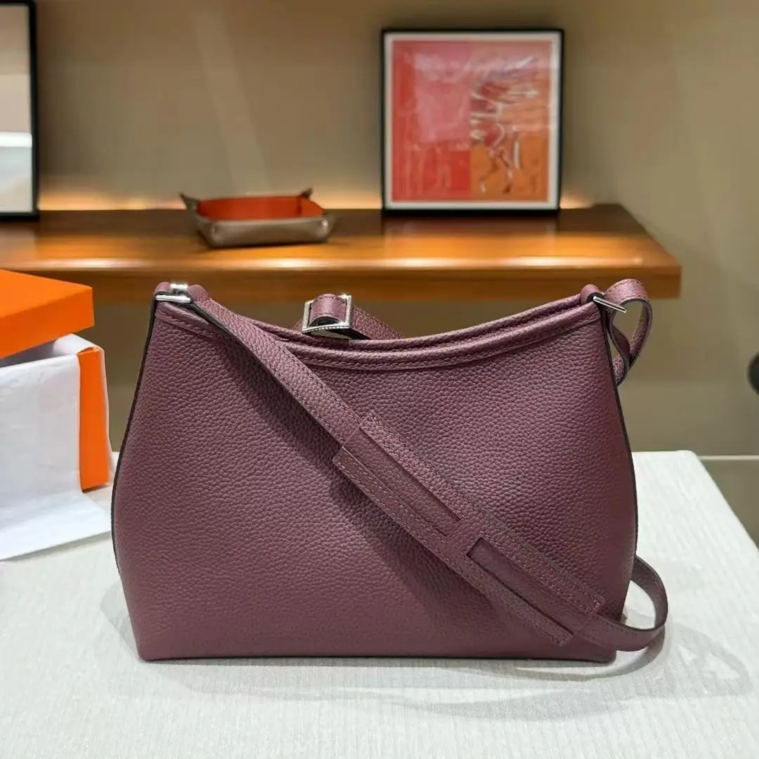 Borsa a secchiello in vera pelle con motivo litchi di moda di Design di marca 2024 borse a tracolla in pelle bovina di alta qualità di lusso per le