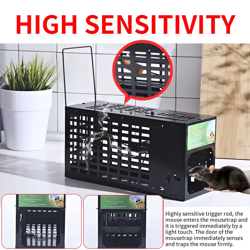 High Sensitive & Effective & Reusable Rat mice mouse Trap Cage for Continuous Catching/ Pest Control