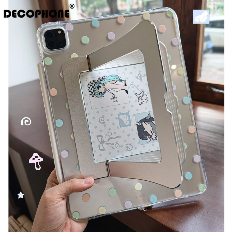 Acrylic Pivot Colorful Polka Dots Tablet Case For iPad Pro 11 13 M2 M4 M3 10.2 5/6th 7/8/9/10/11/th Mini 6 7 Air 4 5 6 Cover