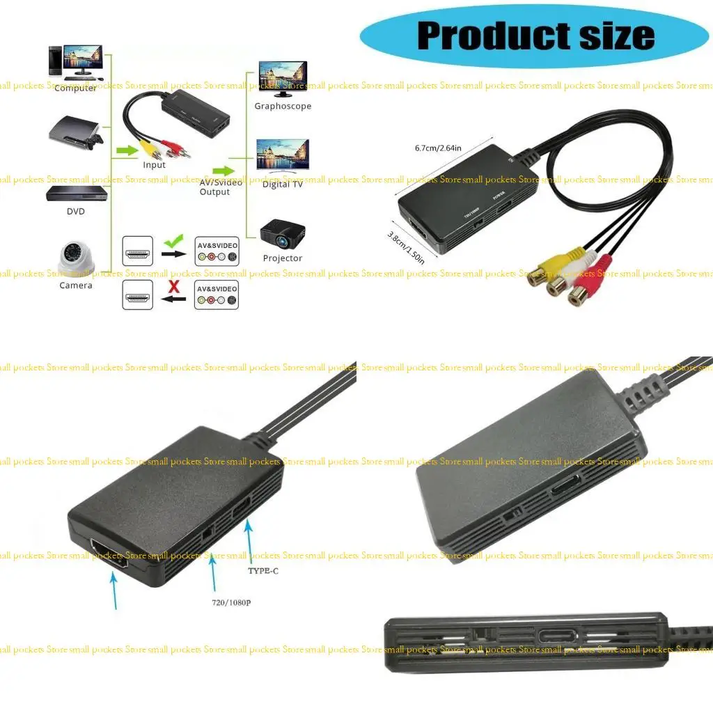 

R1WD AV To HDTV Digital Upscaler 720P 1080P 60Hz For DVDs Player Game Consoles