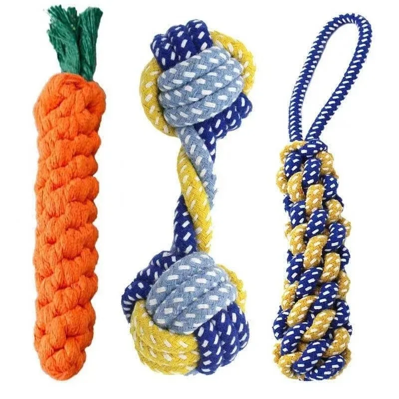 

Cotton Rope Ball for Pet Dog, Carrot Knot, Dumbbell, Puppy Cleaning, Teeth Chew Toy, Durable Braided, Bite Resistant, Pet Suppli