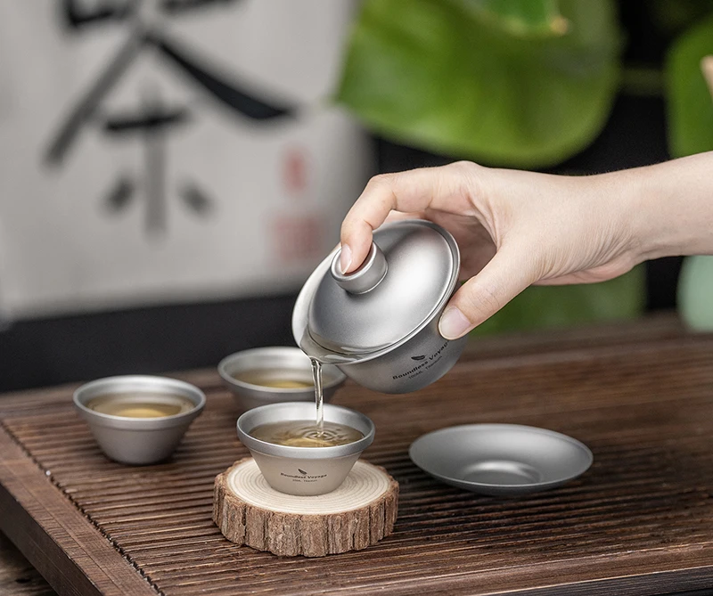 Boundless Voyage 100 ml Titan Gaiwan Traditionelles chinesisches Kung-Fu-Teeset mit Deckel Hitzebeständige doppelwandige Teeschüssel – Detail 7