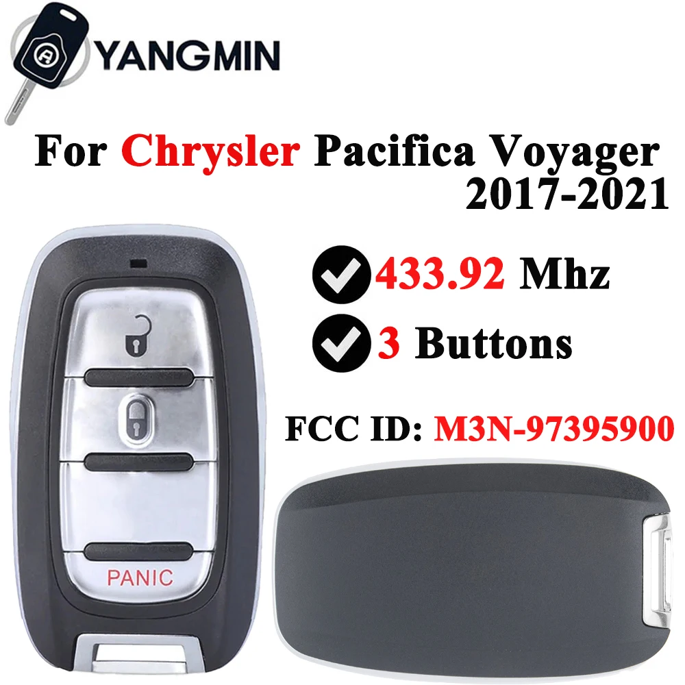 

KC M3N-97395900 68241532AC 68217827AC Chrysler Pacifica Voyager 2017 2018 2019 2020 2021 Keyless Go Smart Key 433.92MHz 4A CHIP