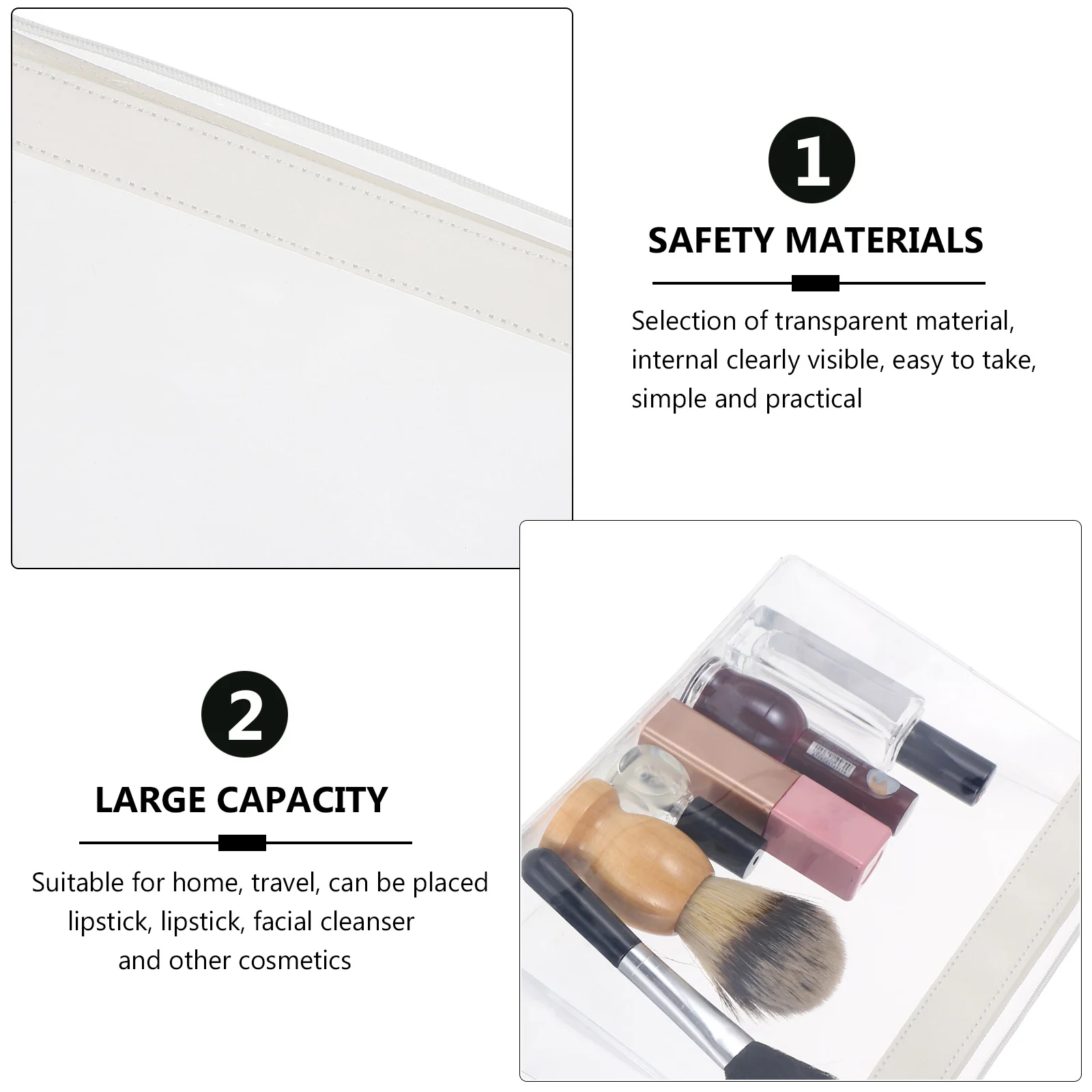

1Pcs Waterproof Zipper Bag Transparent Wash Bag Exquisite Workmanship Portable Plastic Pouch for Women Daily Organizer