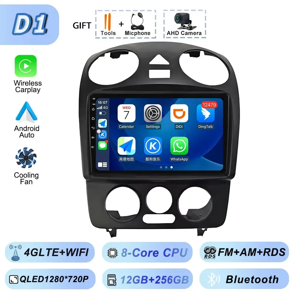 Carplay Auto Android Srereo Android 15 voor VW Volkswagen Kever 2000-2012 Auto Video Radio Multimedia GPS Navigatie Speler DVD