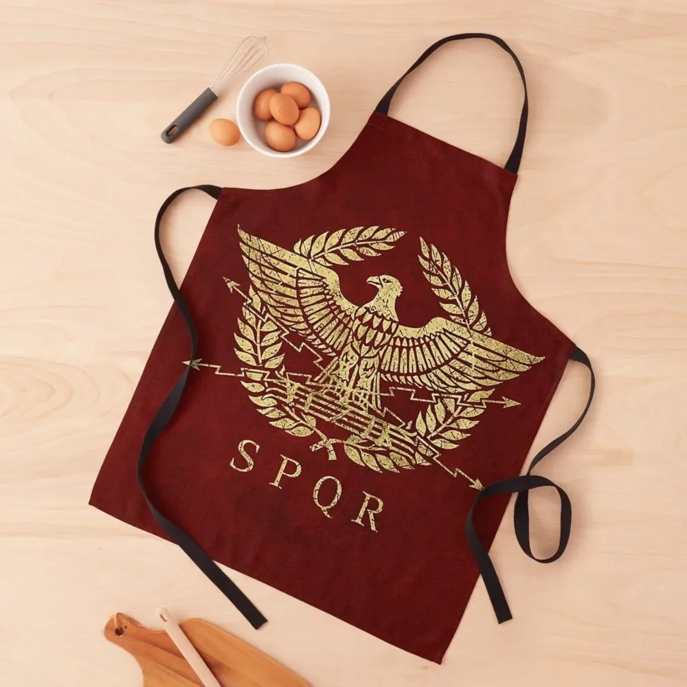 

Roman Empire Emblem - Vintage Gold Apron Kitchen Supplies kitchen utensil for home useful pieces Salon Apron