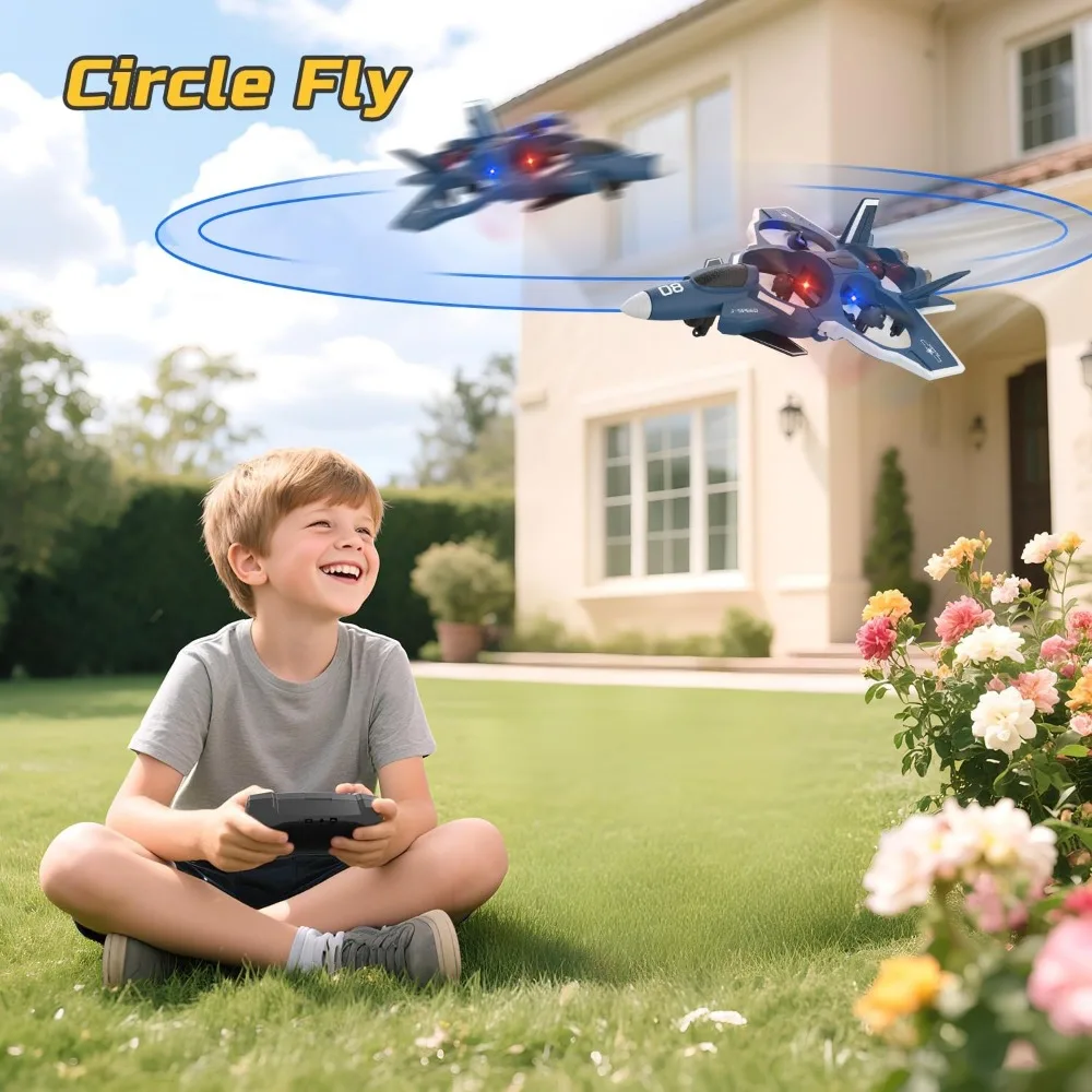 Dron Jet de combate de espuma para niños, avión de control remoto con vuelo fácil, Auto Hover, 360 °   Flips y baterías duales