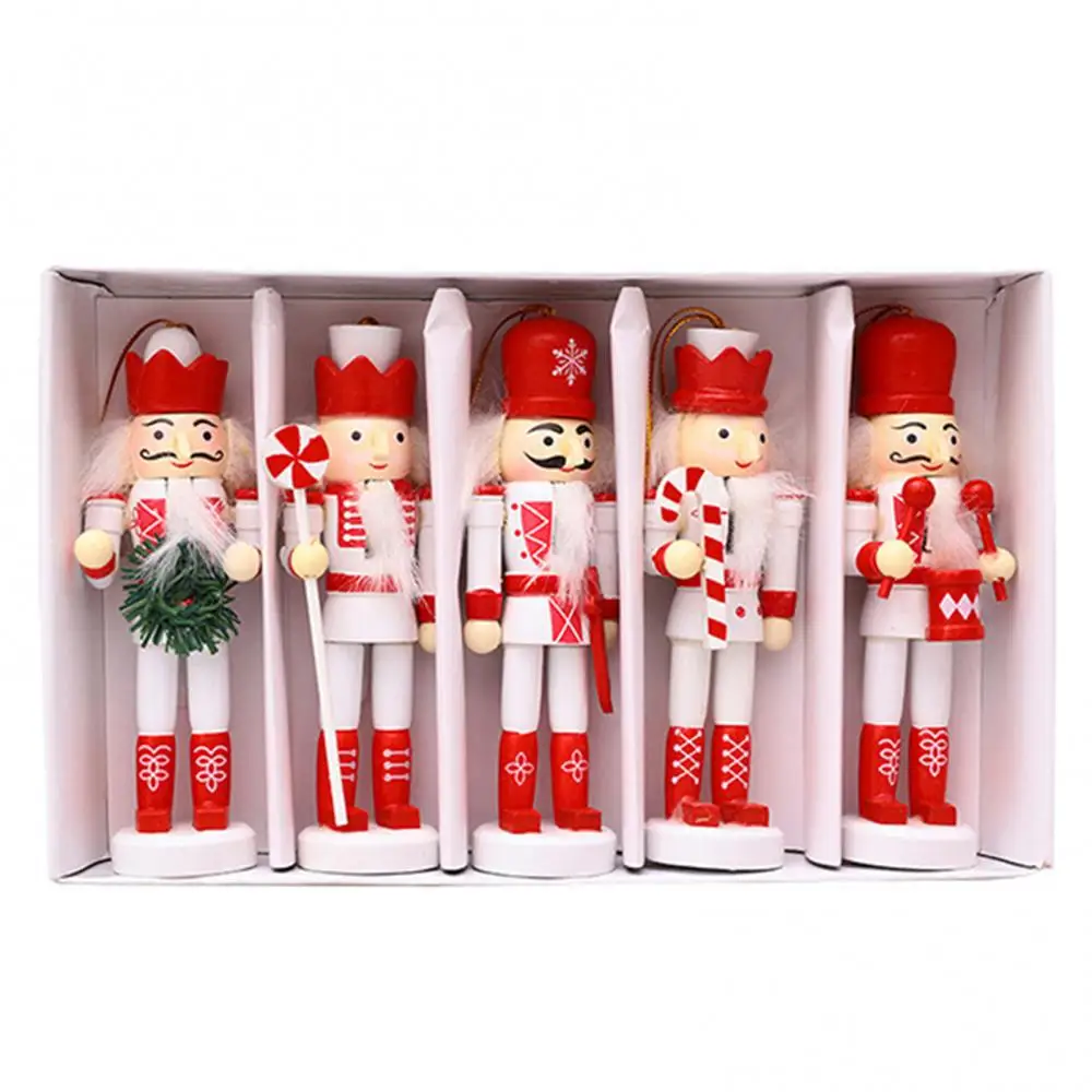 13/7cm Mini Wooden Nutcracker Ornament Soldier Figure Christmas Tree Pendant Office Table Xmas Decor Statues Gifts For