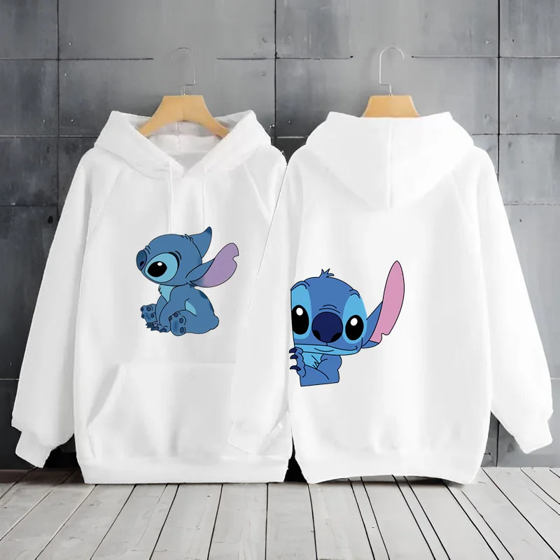 Feminino Disney Lilo e Stitch Camisola de manga comprida, roupa casual Y2K, capuz fofo, roupa de mulher