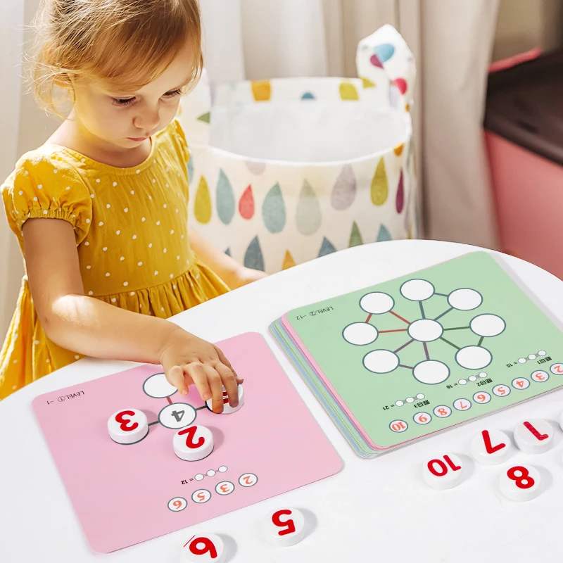 Gráfico de matemática de madeira para crianças, jogo de treinamento de pensamento, educação precoce, aprendizagem cognitiva, reconhecimento de números, brinquedo de auxiliares de ensino
