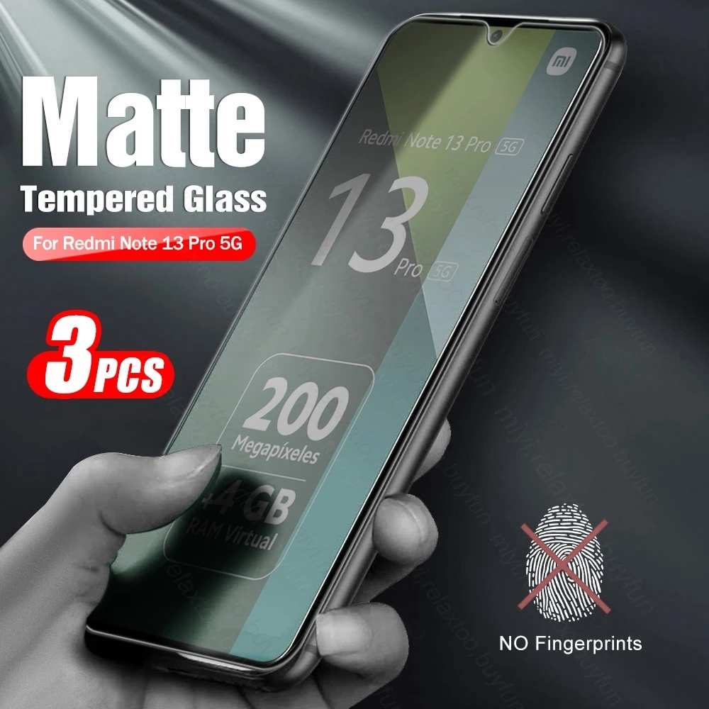 3PCS Anti-Fingerprint Matte Tempered Glass For Xiaomi Redmi Note13 5G Screen Protectors Frosted Film On Redmy Note 13 Pro 5G 4G