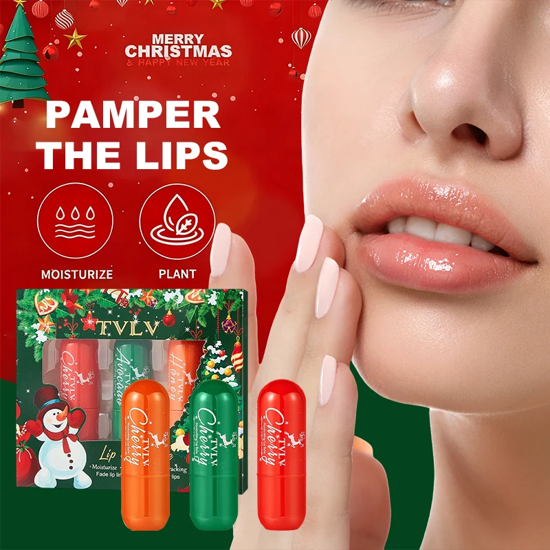 3pcs Lip Balm Set, Christmas Gift Set, Nourishing & Moisturizing Lip Butter Skin Care Lipsticks Makeup for Valentine's Day Gift