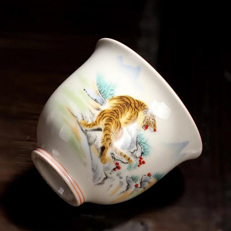 Retro Coarse Pottery Tea Ware Twelve Zodiac Teacup Chinese Kung Fu Tea Bowl Creative Animal Pattern Espresso Coffee Cup 125ml