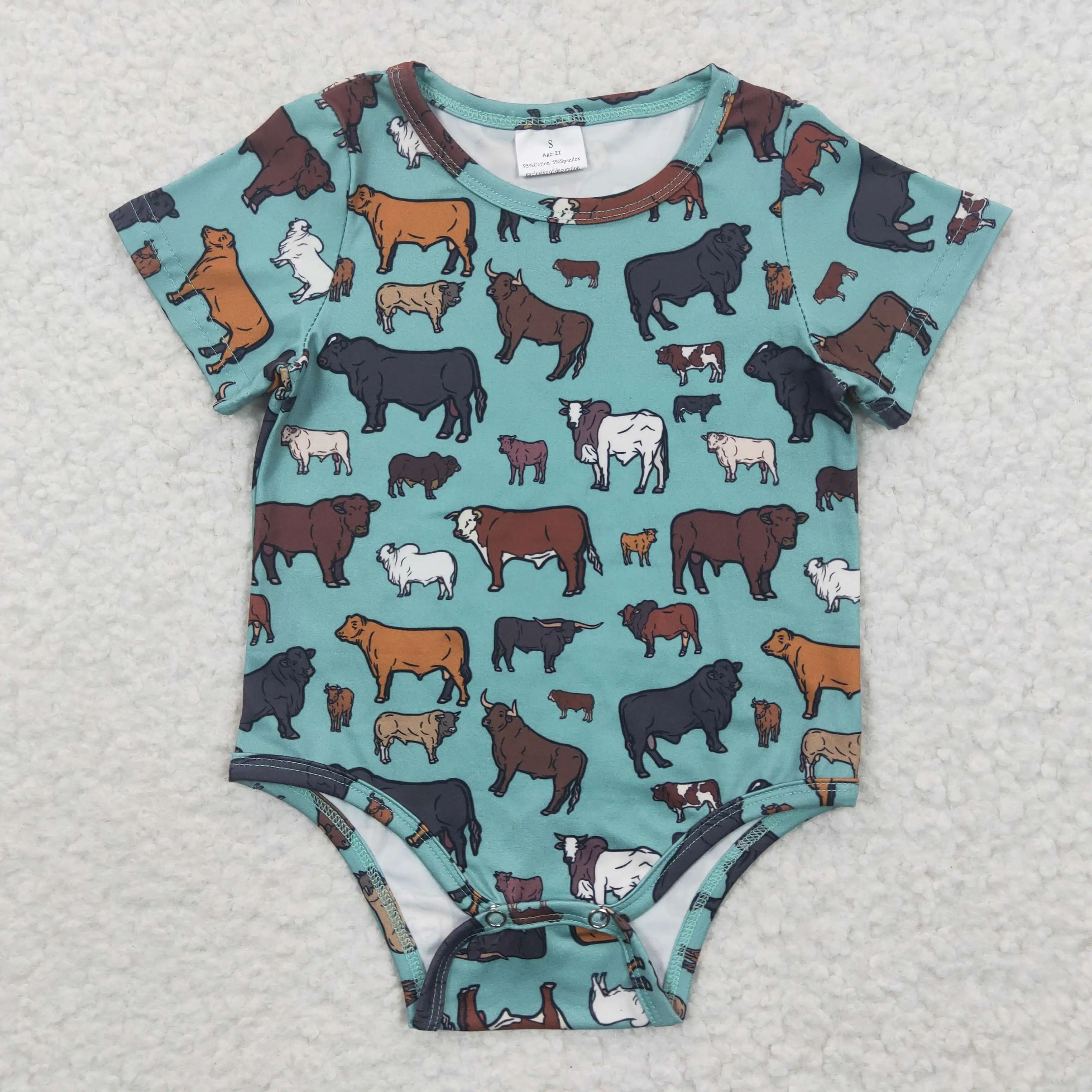 Z821-12 SR0305 Newborn Stuff Baby Boy Clothes Short Sleeve Cow Print Milk Silk Kids Summer Romper
