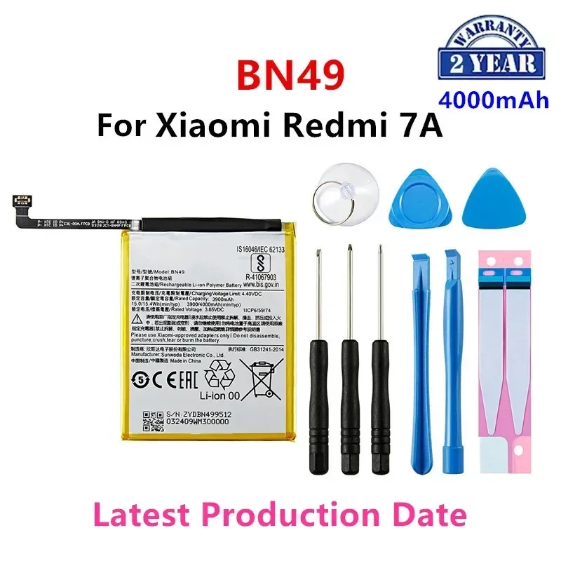 

Brand New BN49 4000mAh Battery For Xiaomi Redmi 7A BN49 High Quality Phone Replacement Batteries +Tools