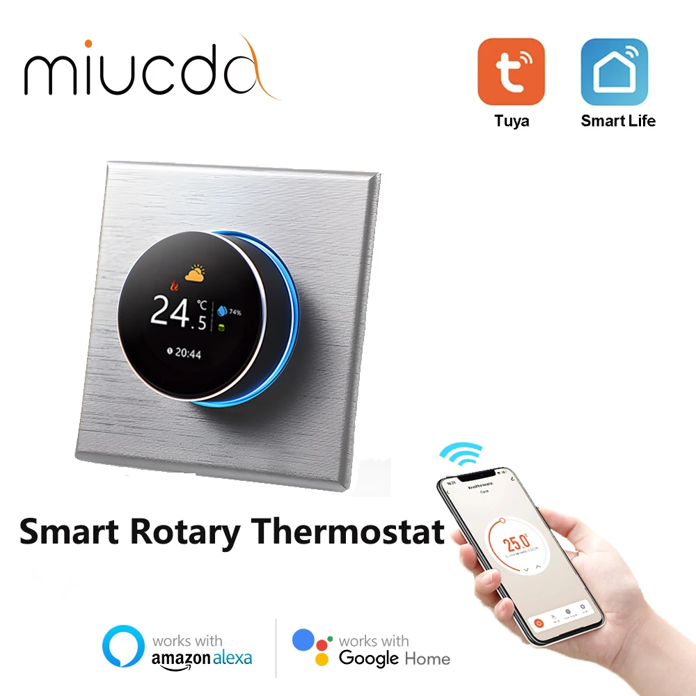 Termostato rotativo intelligente MIUCDA multifunzione Tuya WiFi, adatto per famiglie elettrico/riscaldamento a pavimento dell\'acqua/acqua/caldaia a