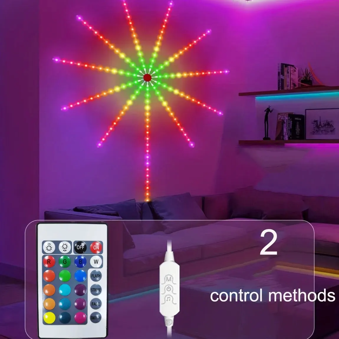 Fireworks LED Light Strips Intelligent Bluetooth Music Responsive Lights Festive Party Decorations Indoor Atmosphere Enhancers