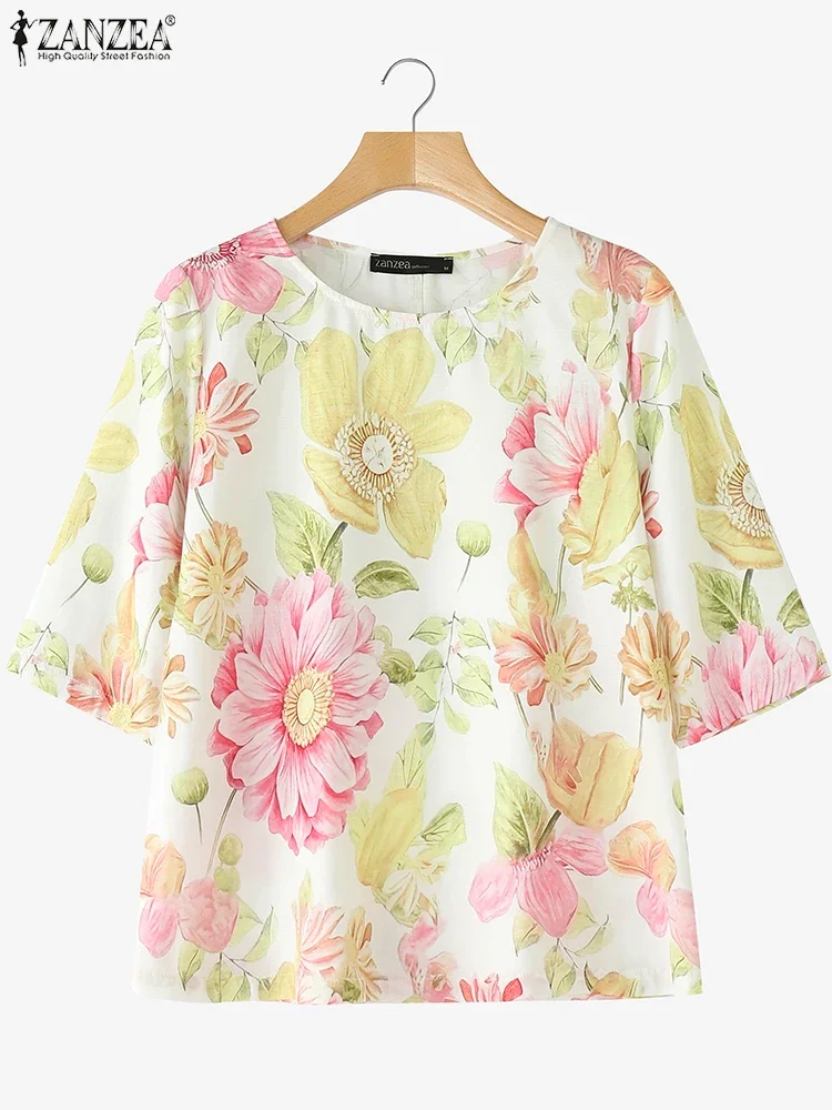 Floral Tunic Women Loose Blouse Bohemian Printed Tops 2025 ZANZEA Casual Half Sleeve O Neck Blusas Fashion Summer Pullover