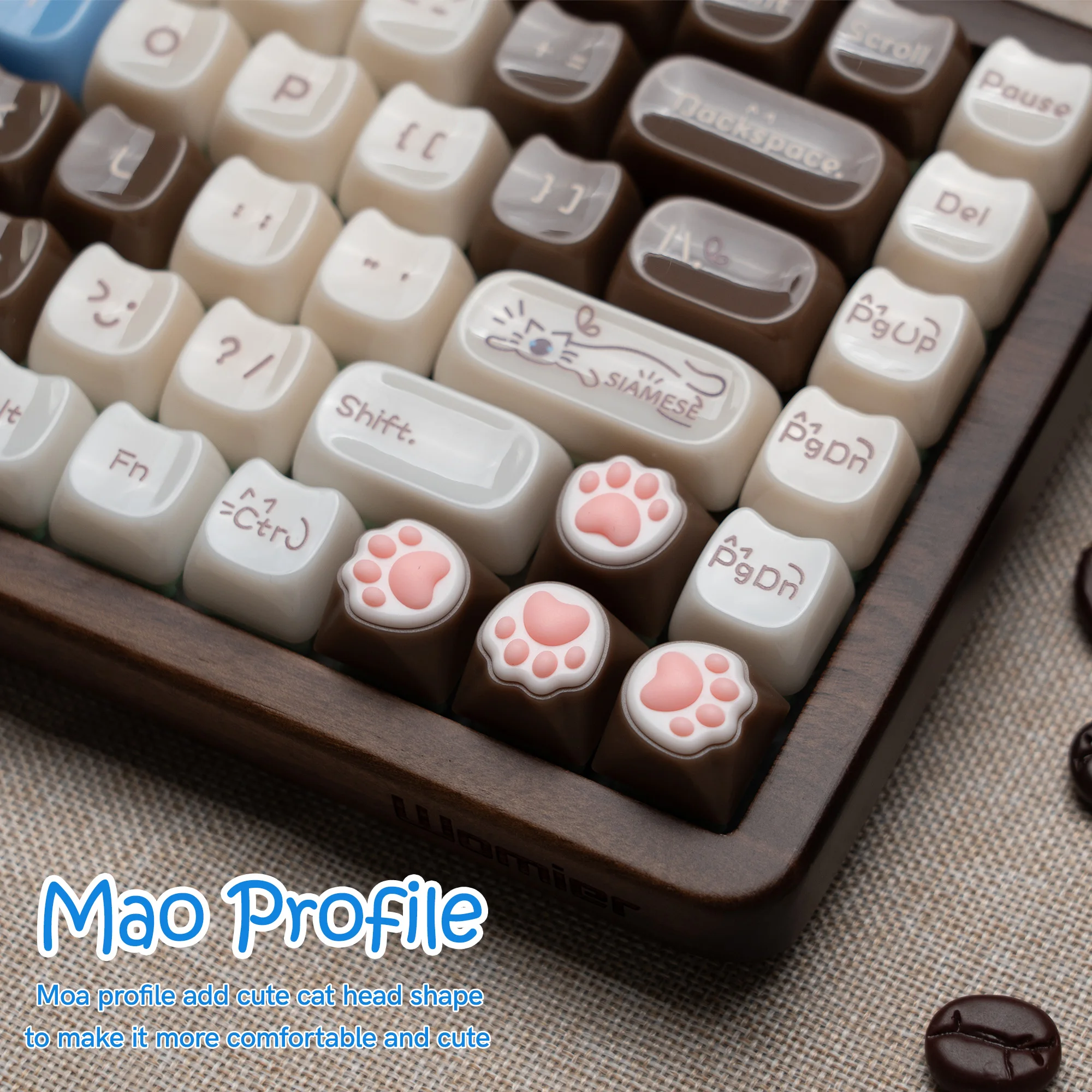 

Шоколадный Profile MAO Foggy Keycap 148-клавишная желейная тема Cat Ice Crystal полупрозрачные колпачки для переключателей Cherry MX геймерская клавиатура
