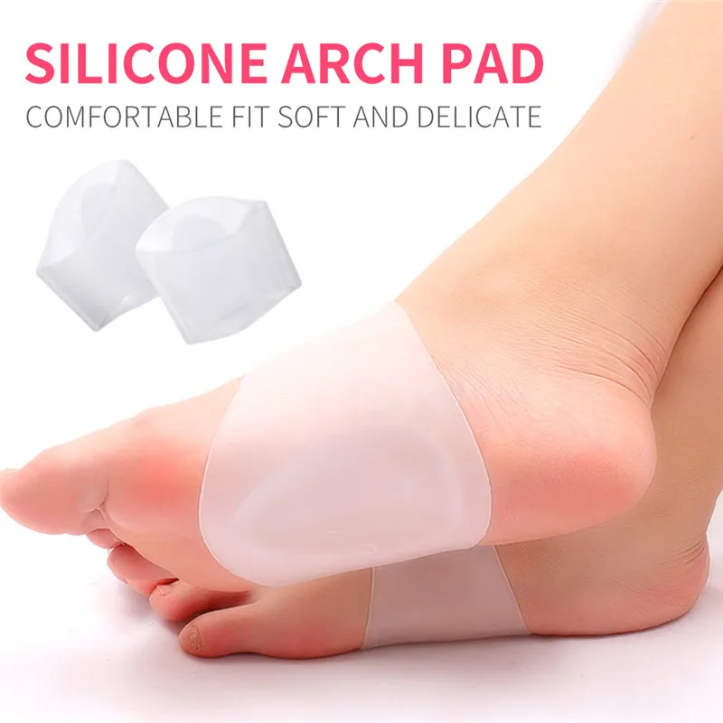 Silicone arco suporte mangas, fascite plantar, calcanhar esporas, cuidados com os pés, pés chatos meias, almofadas, palmilhas ortóticas, 1 par, 2pcs