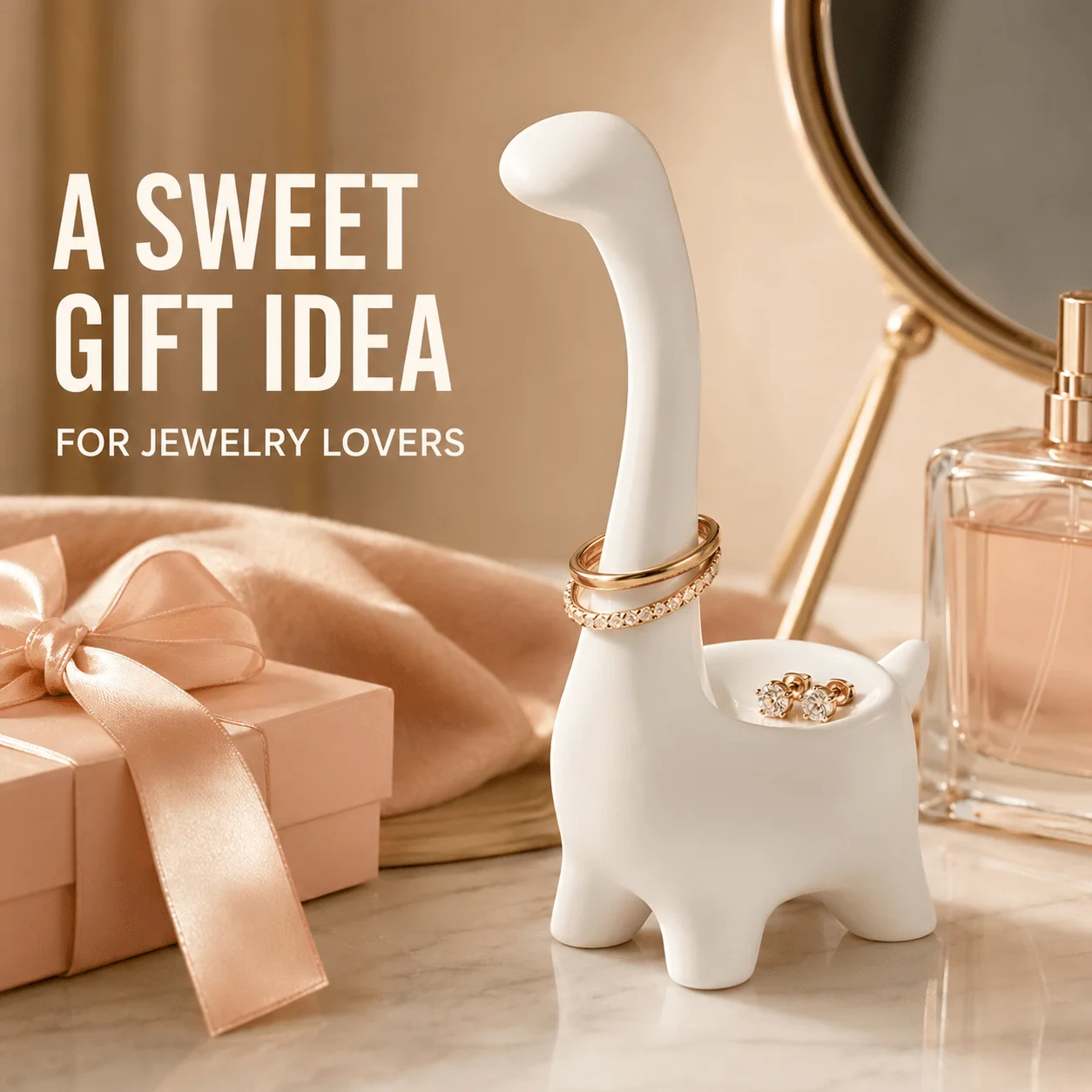 Creative Long-Necked Dragon-Shaped Ring Holder, Cute Animal Jewelry Display Stand, Desktop Organizer for Rings and Necklaces, Suitable for Bedroom, Dressing Table, and Holiday Gift-Giving