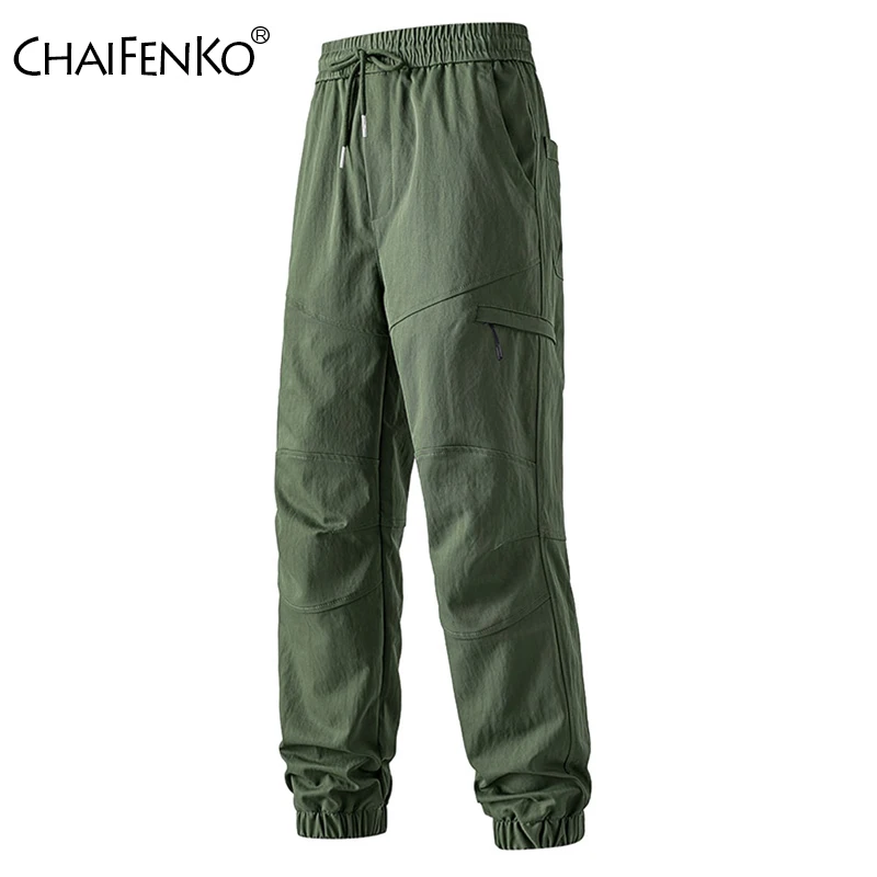 Man Loose Retro Style Cargo Pants New Outdoors Solid Pencil Pants Spring Autumn Fashion Elasticity Run Motion Casual Pants Man