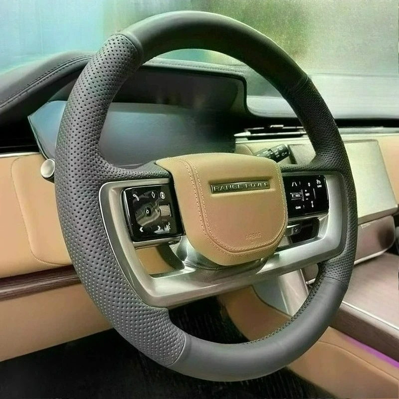 Hand-stitched renovation wear-resistant black leather car steering wheel cover For Land Rover Range Rover L460 2023-2026