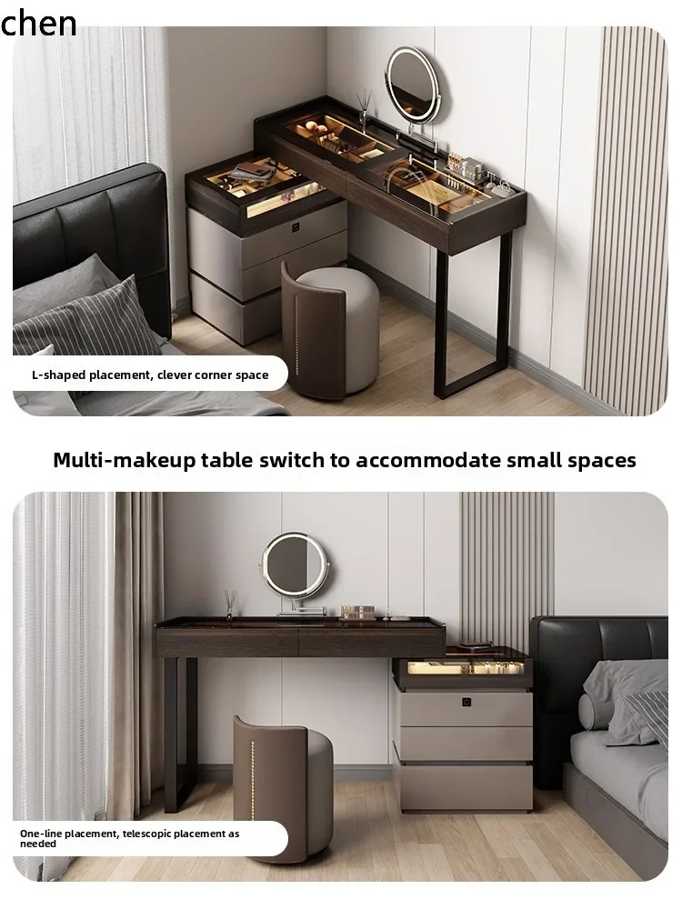 DSA Minimalist Small Apartment Corner Dressing Table and Chest of Drawers Integrated Light Luxury High-End Feel with Fingerprint