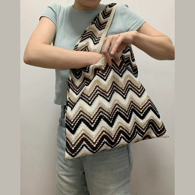 Vintage Hollow Design Woven Women Shoulder Bag Knitting Large Capacity Handbags Summer Travel Shopper Tote For Ladies Beach Bags