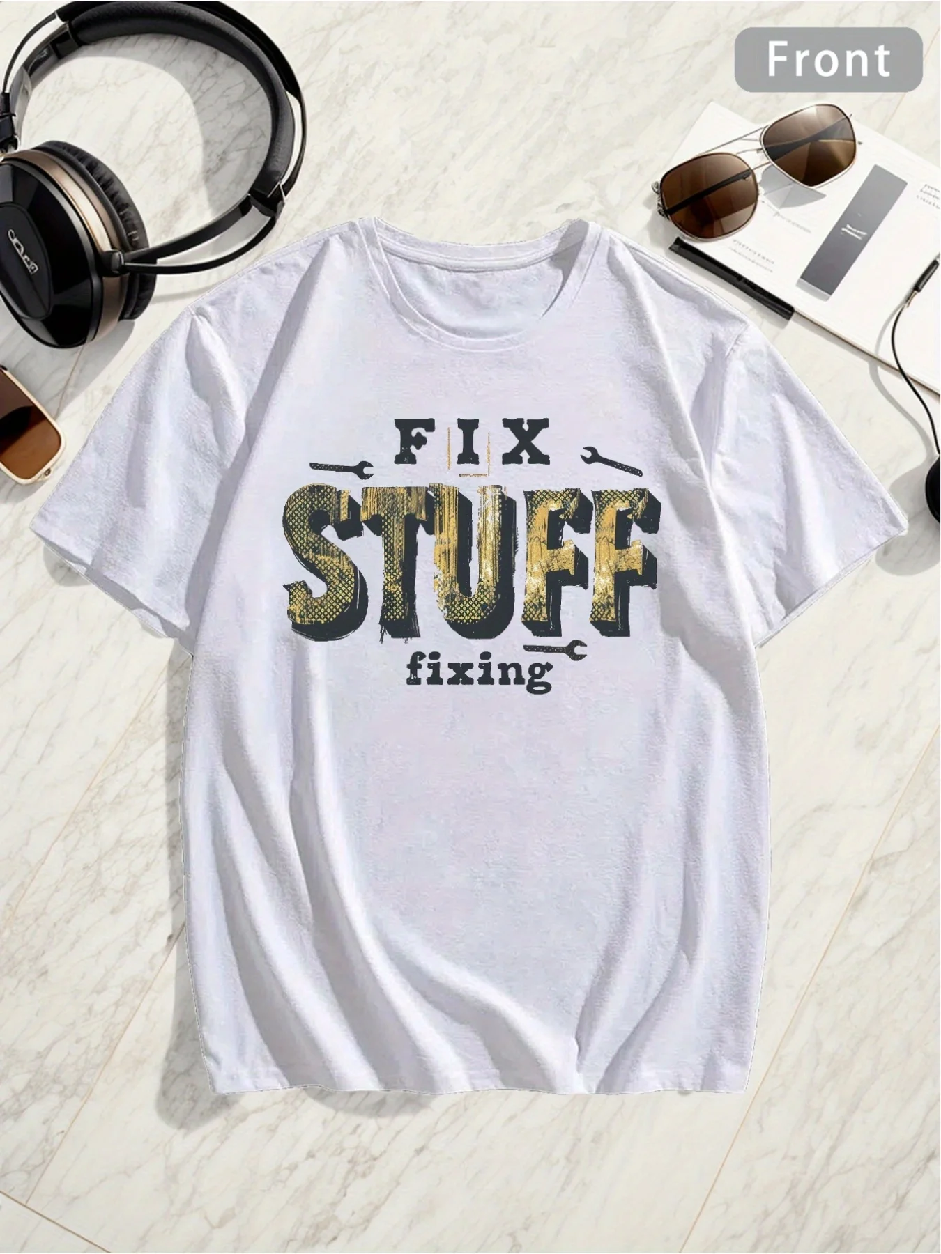 Men'S T-Shirt In Plus Size With Repair Issues And Wrinkles