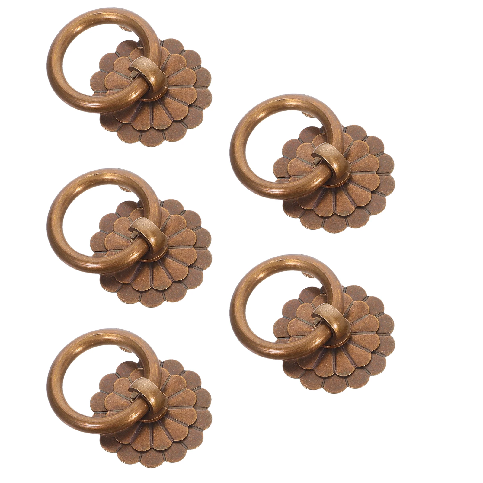 

5pcs Brass Pull Handles: Vintage Ring Drawer Knobs For Cabinet Cupboard Door Hardware Retro Furniture Upgrade Rustic Home