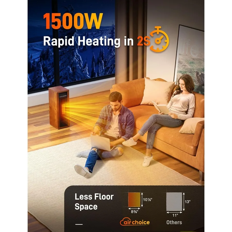 سخان الفضاء بالأشعة تحت الحمراء 1500 واط PTC سخانات كهربائية محمولة سريع هادئ التدفئة برج سخان الغرفة لغرفة النوم مكتب المنزل الطاقة-E #2