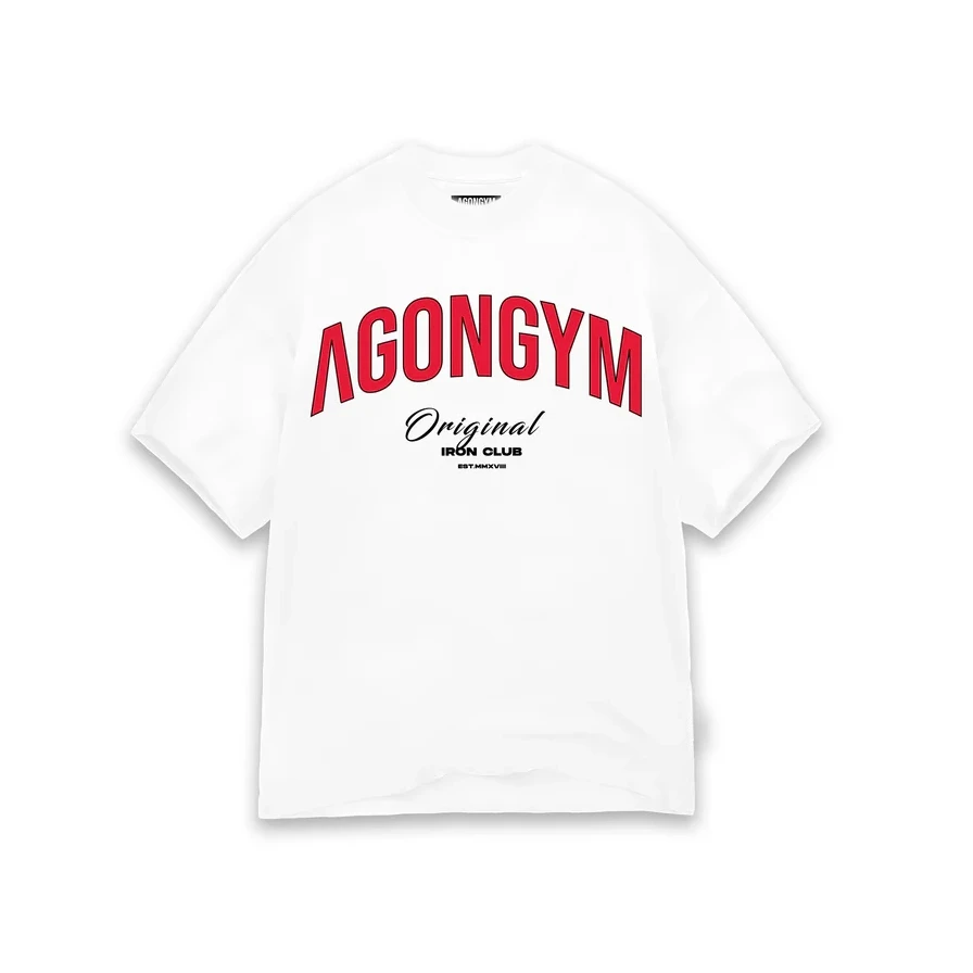 Herren Oversize-T-Shirts aus schwerer Baumwolle mit AGONGYM-Grafikdruck, Fitness-Streetwear, lockerer Rundhalsausschnitt, Kurzarm, Workout-Freizeitshirt – Detail 7