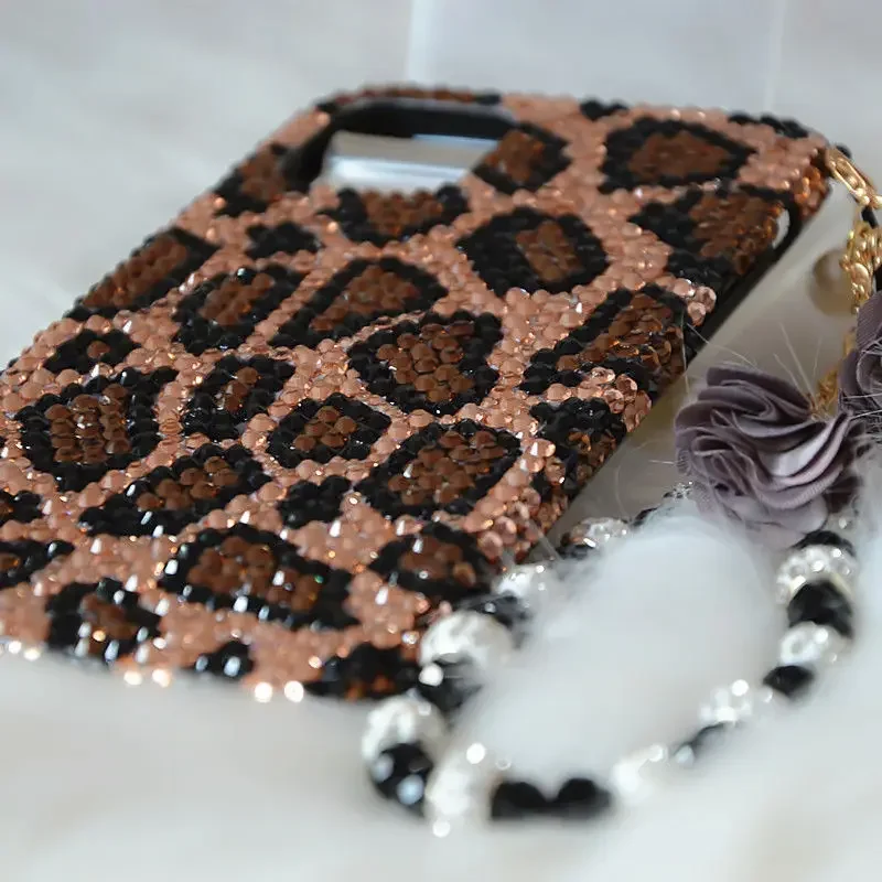 Imagem -04 - Capa Completa de Cristal de Diamante para Iphone Capa Protetora Luxuosa Estampa Leopardo Dourada Bricolage Iphone 12 Promax 11 Pro xs Max xr x