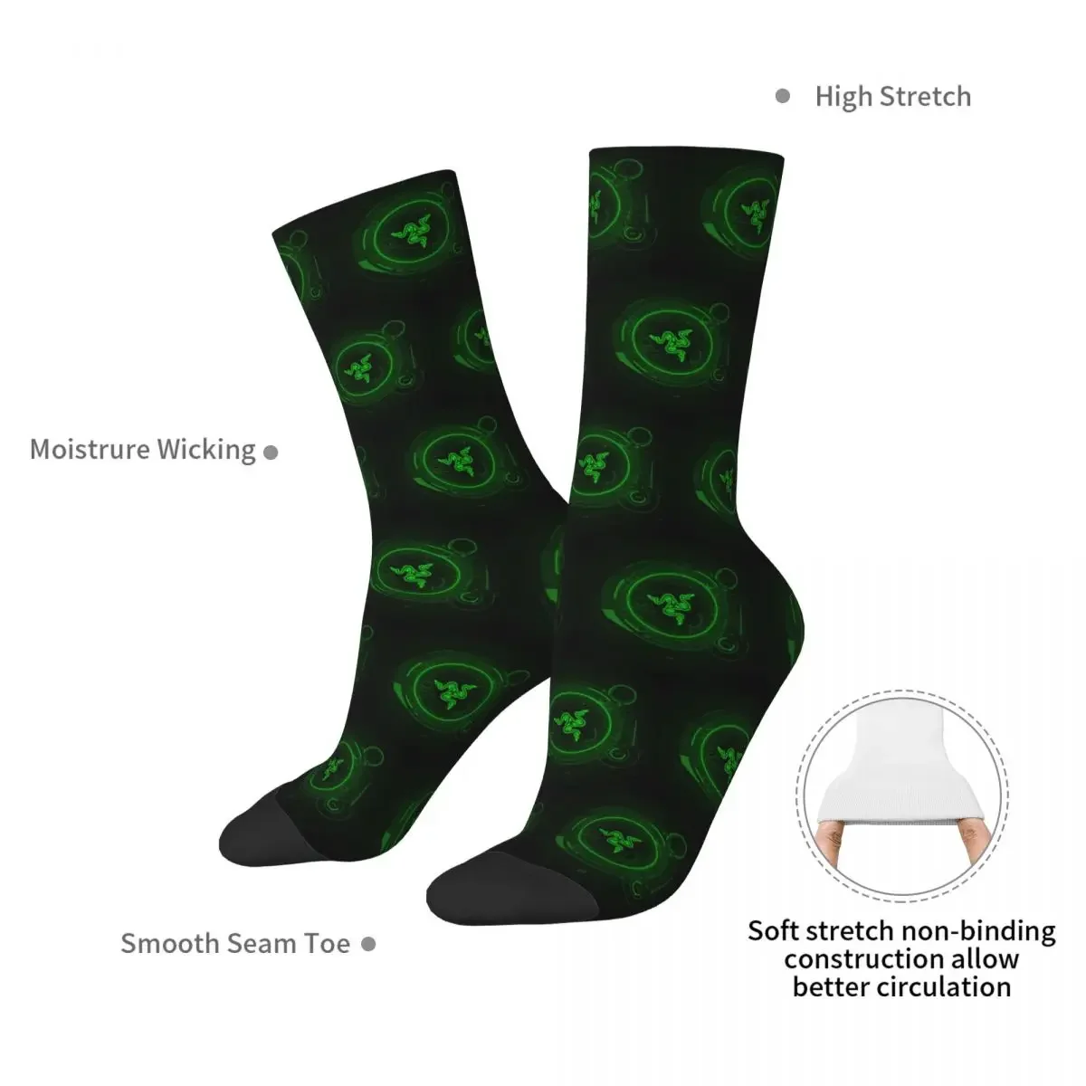 Razer Coasters Socks Harajuku Sweat Absorbing Stockings All Season Long Socks Accessories for Man's Woman's Birthday Present