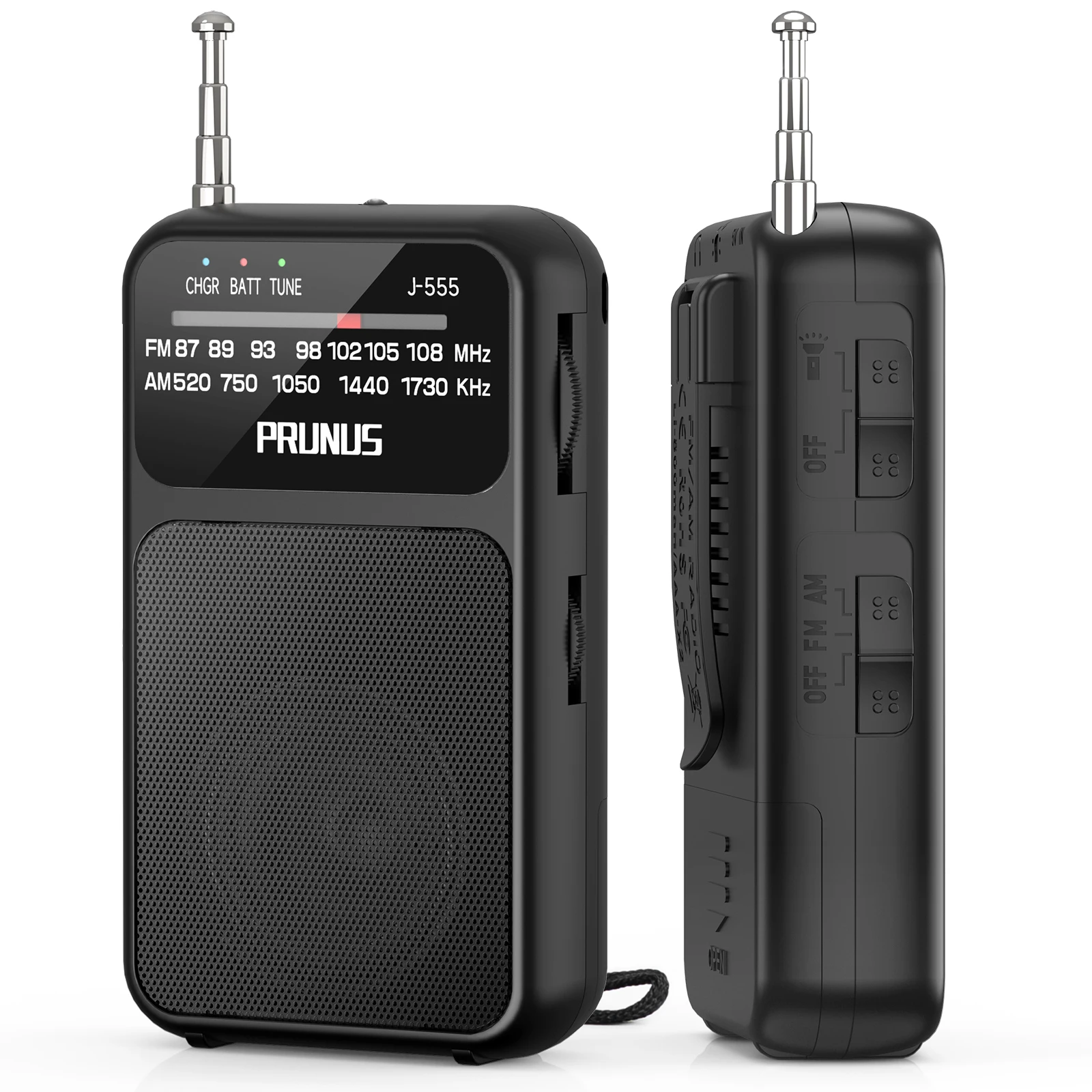 Mini Portable Pocket Radio AM FM AAA USB-C Power 800mAh rechargeable battery Excellent Reception Clear Speaker Headphone Jack