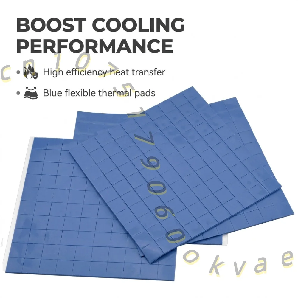 100pcs/lot10x10x1mm Blue Thermal Conductive Silicone Pad Flexible Insulation Heat Sink Pad for CPU GPU IC Chipset