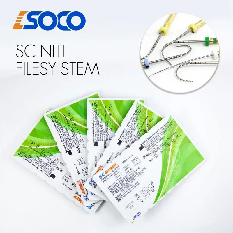 SOCO 5 Boxs Super Cut Flexible Nickel Titanium Endodontic Rotary Files Anti-Fatigue Bendable Instruments for Root Canal Shaping