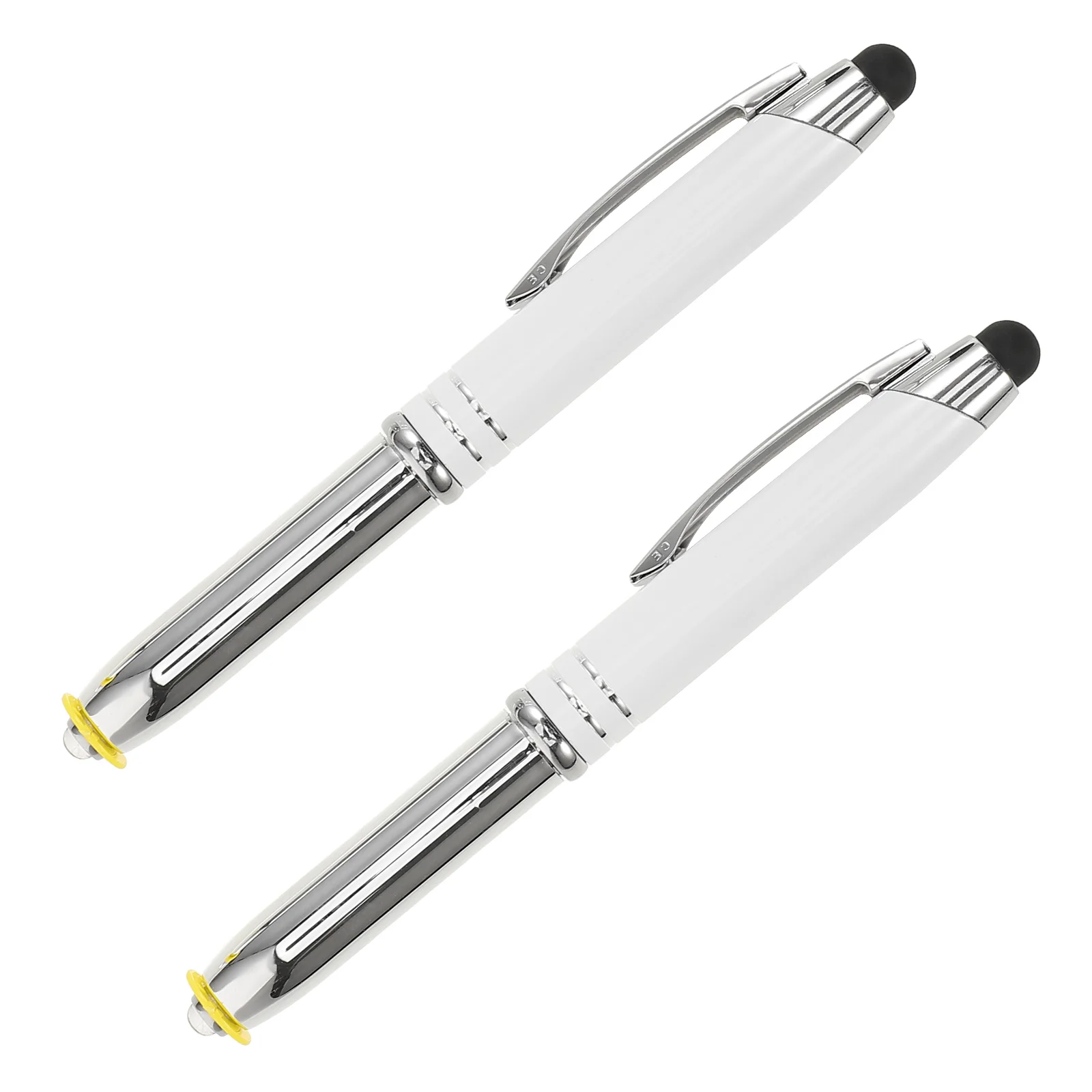 2Pcs Metal Capacitive Stylus Pens Multifunction 3 in 1 Fiber Cloth Disc Silicone Tips Smooth Ink Writing for Tablet Phone