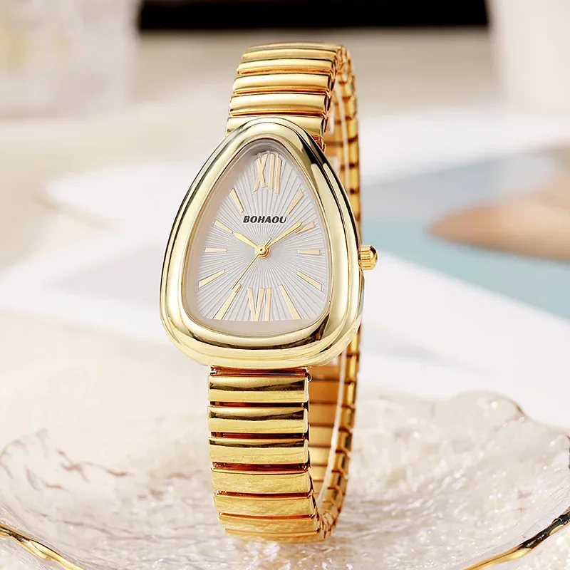 Schlange Zifferblatt Quarzuhr Mode Damen Gold Armbanduhr Heißer Verkauf Gummiband Uhren für Frauen Luxus Geschenk Uhren Para Mujer