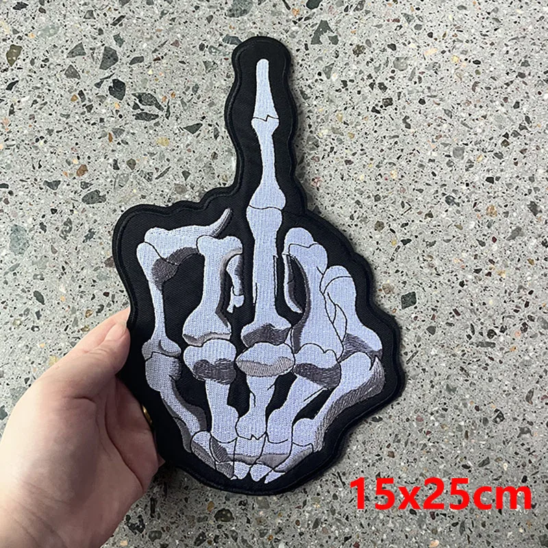 Punk Embroidered Patch Biker Rock Large Guitar Patch Iron On Patches For Clothing Jacket Big Wings Patches On Clothes Back Badge