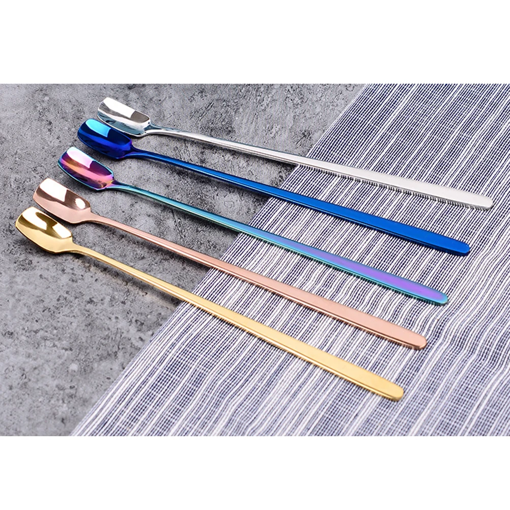 

Coffee Stir Sticks Stainless Steel Long Handle Blue Cocktail Stirring Rod Non Rust Safe Multi Function Bar Cafe