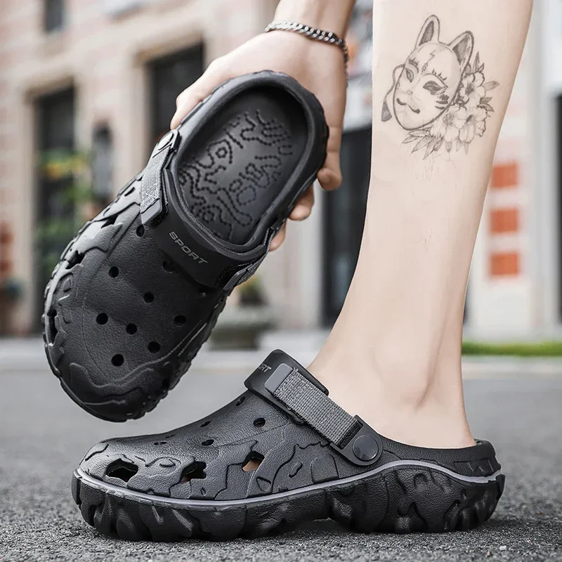 Summer Men Sandals Light EVA Men's Casual Shoes Hole Shoes Clogs Lovers Home Garden Outdoor Male Beach Flat Slippers Big Size