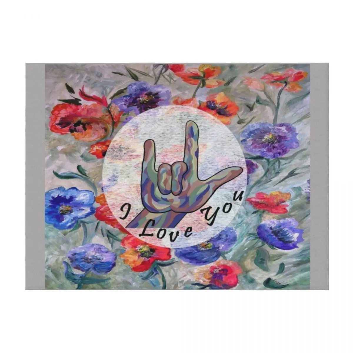 

ASL Flowers and I Love You Throw Blanket Moving anime Beach Giant Sofa Blankets