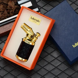 LUBINSKI Table Metal Cigar Lighter With Punch 1 Jet Flame Torch Butane Gas Lighter Cigar Accessories With Gift Box