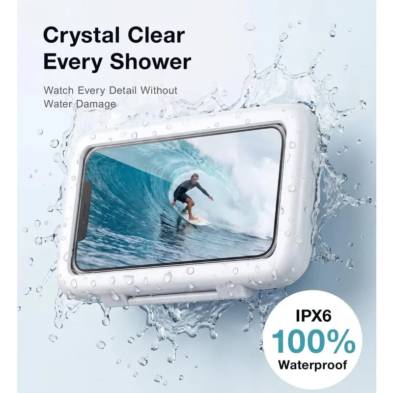 Bathroom Waterproof Phone Box 360 Free Rotation Shower Phone Holder Touch Screen Landscape Portrait Wall Hanging Home Durable