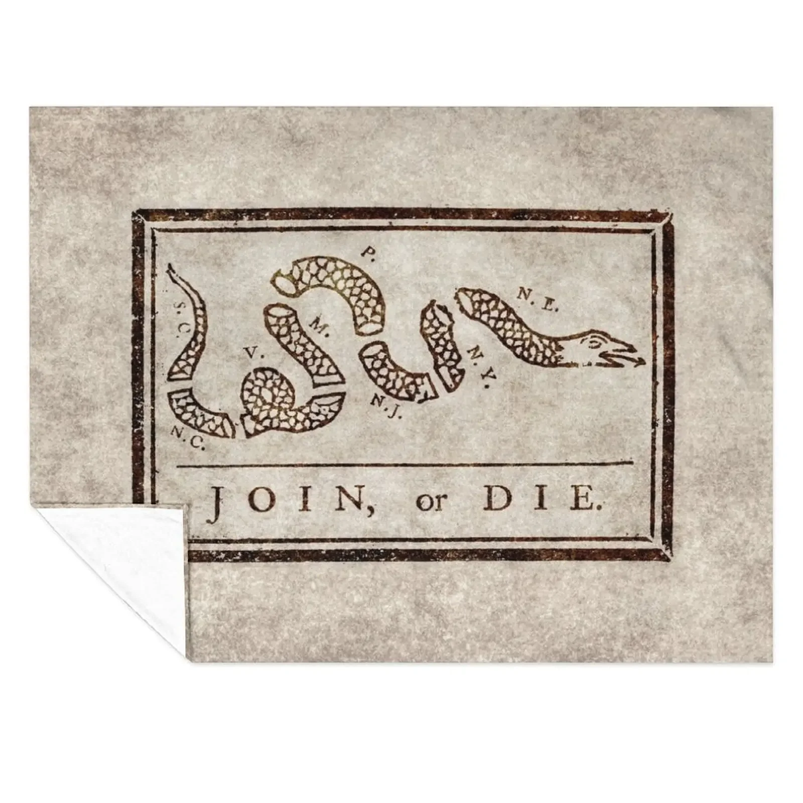 

Join or die, Benjamin Franklin's historical image Throw Blanket Bed Fashionable Bed covers Flannels halloween Blankets